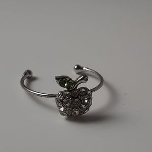 Apple toe ring with rhinestones
